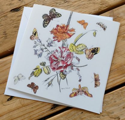 Set of 5 Hanging Flower Greetings Cards and Envelopes